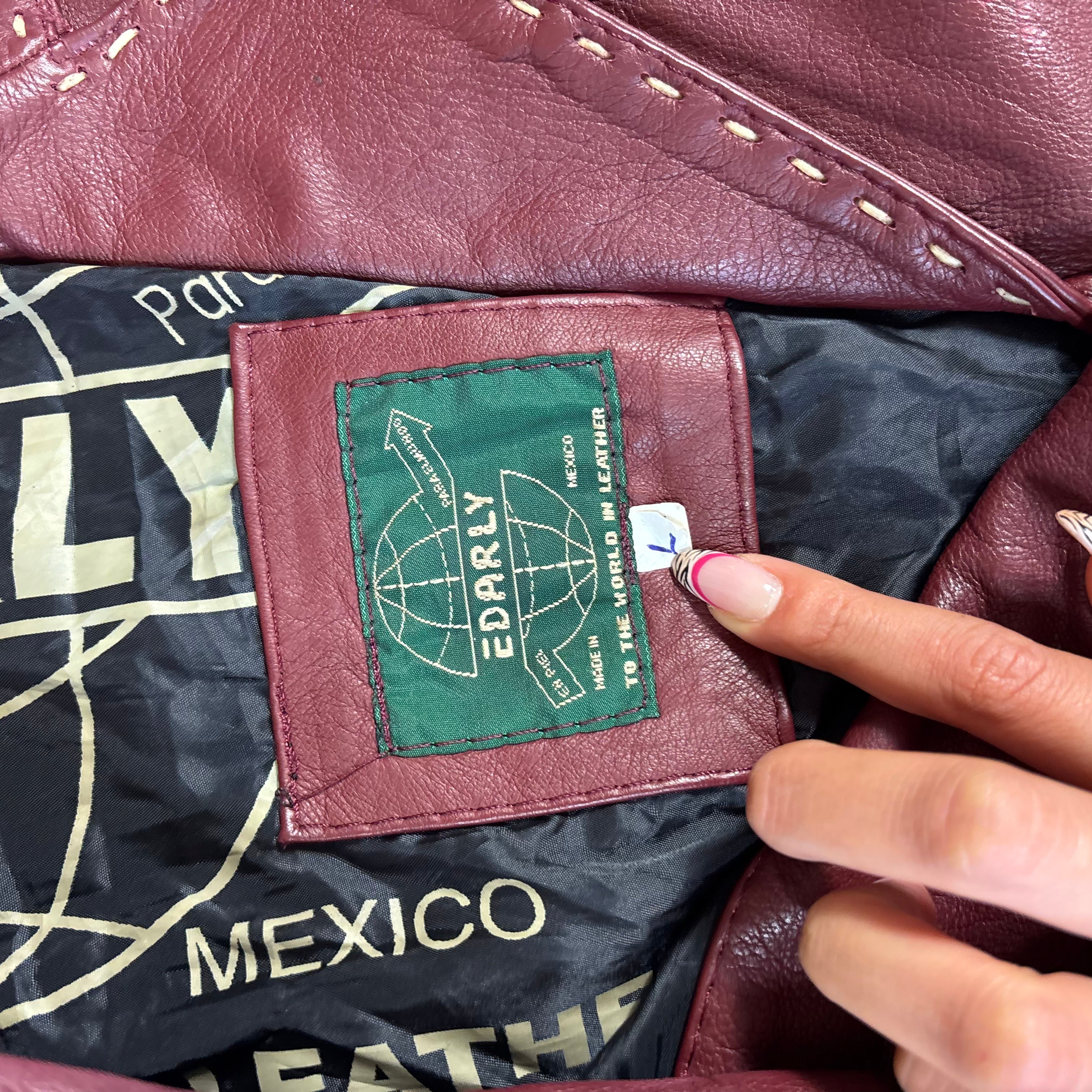 Vintage Burgundy Leather Blazer (L)