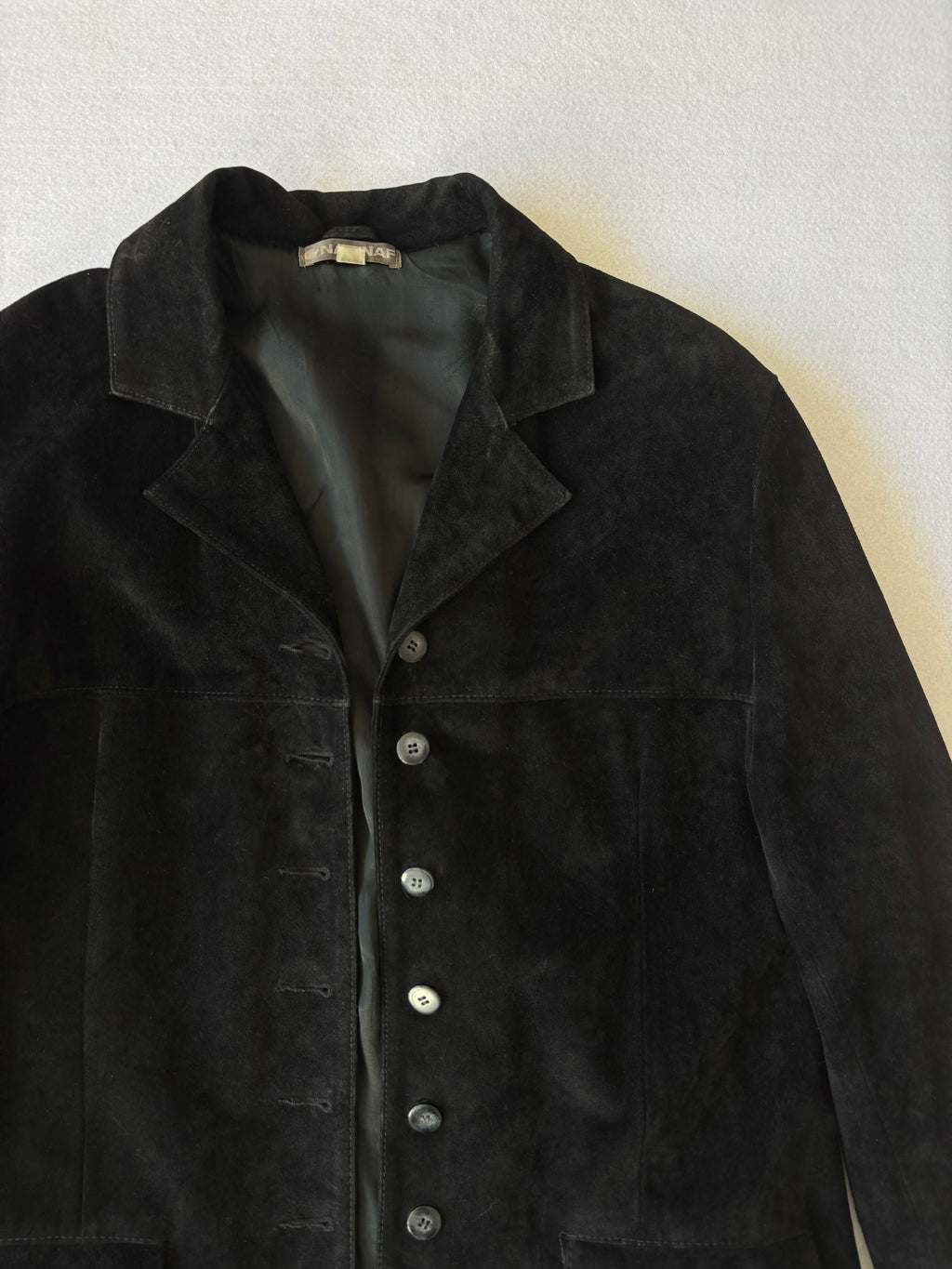 Vintage NafNaf Black Suede Leather Blazer (L)