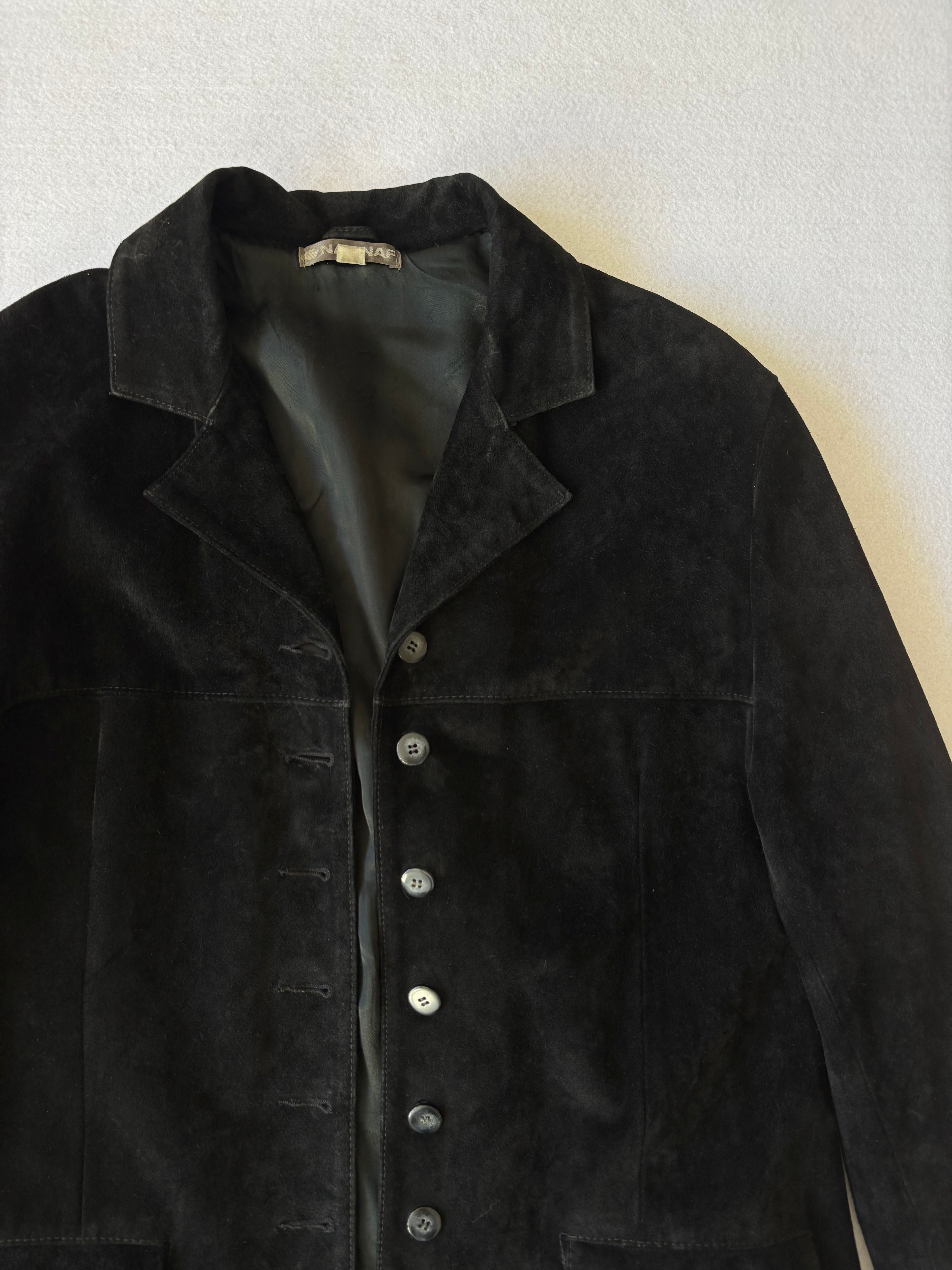 Vintage NafNaf Black Suede Leather Blazer (L)