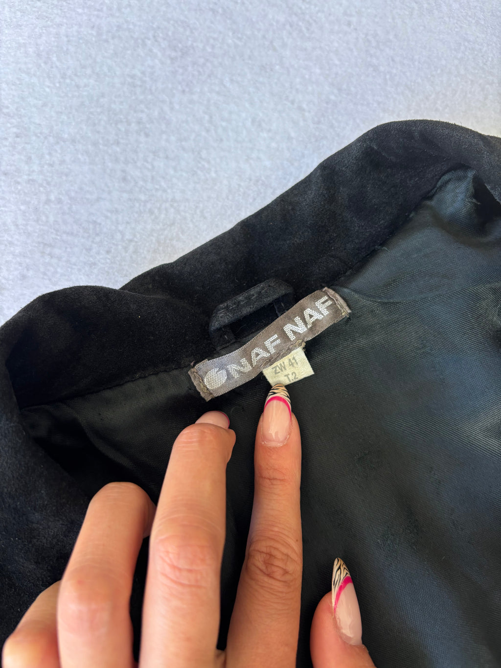 Vintage NafNaf Black Suede Leather Blazer (L)