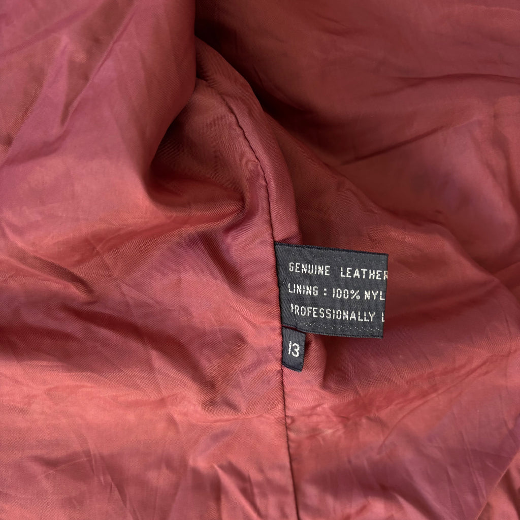 Vintage Burgundy Leather Short Trench Coat (M)
