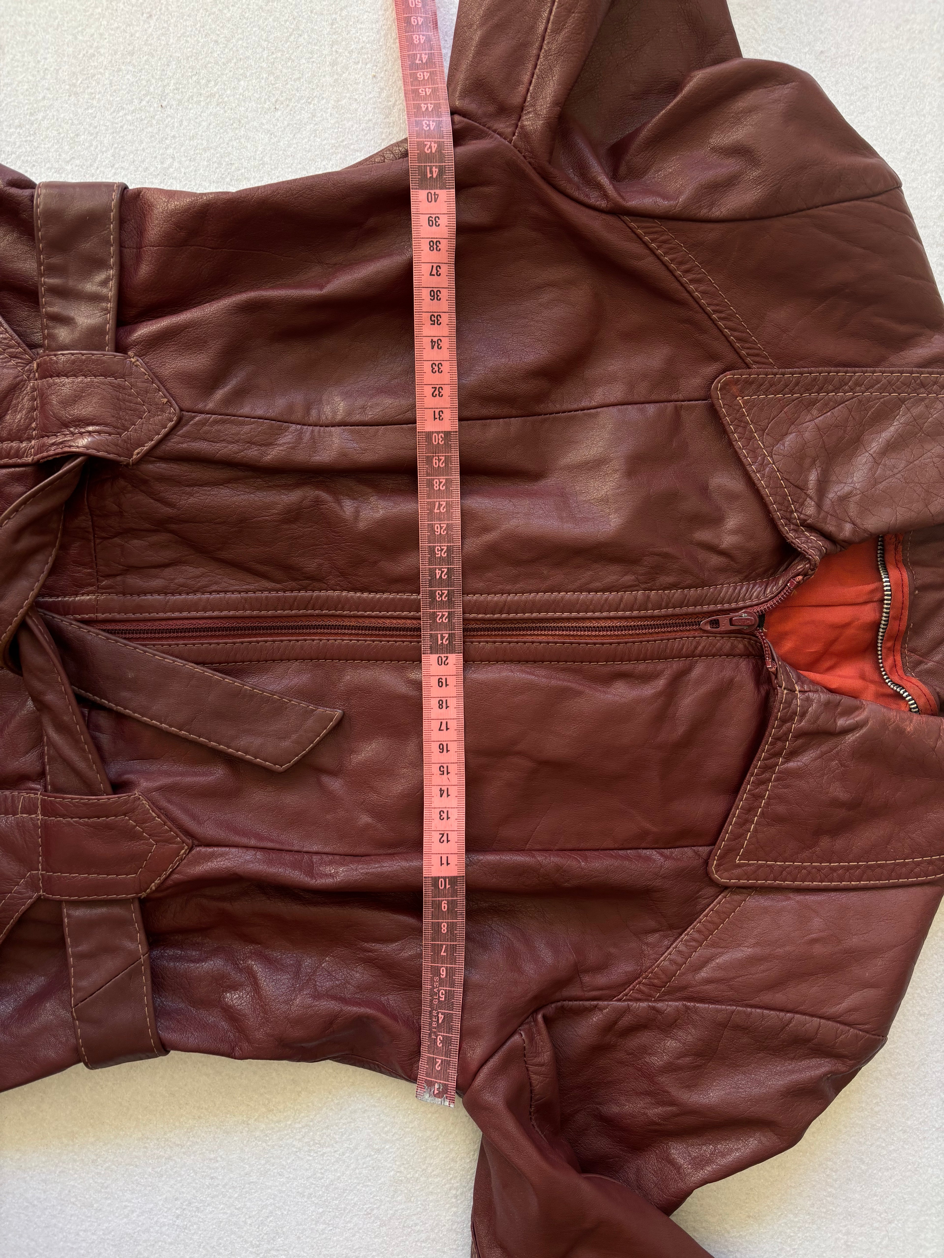 Vintage Burgundy Leather Trench Coat (M)