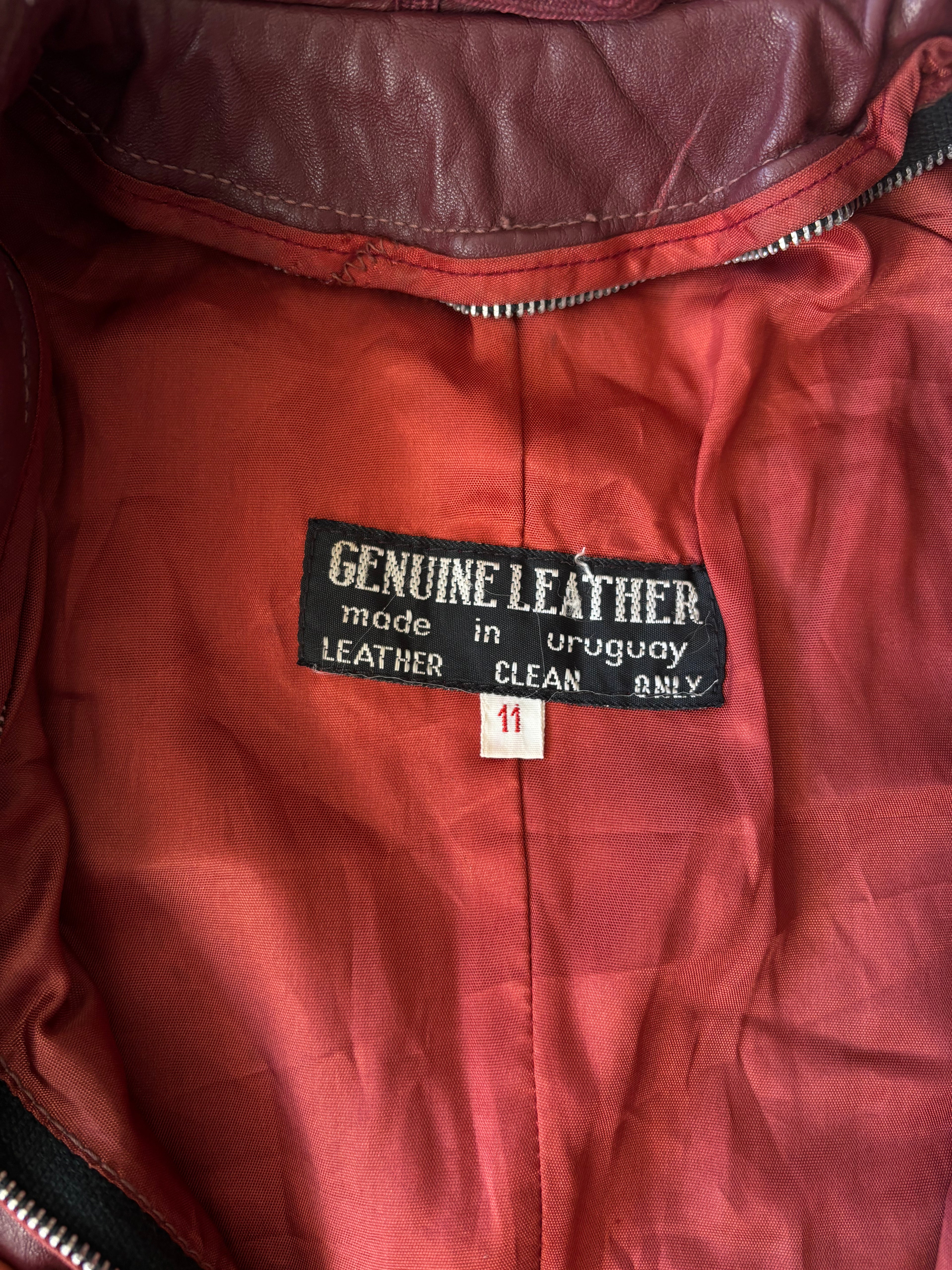 Vintage Burgundy Leather Trench Coat (M)