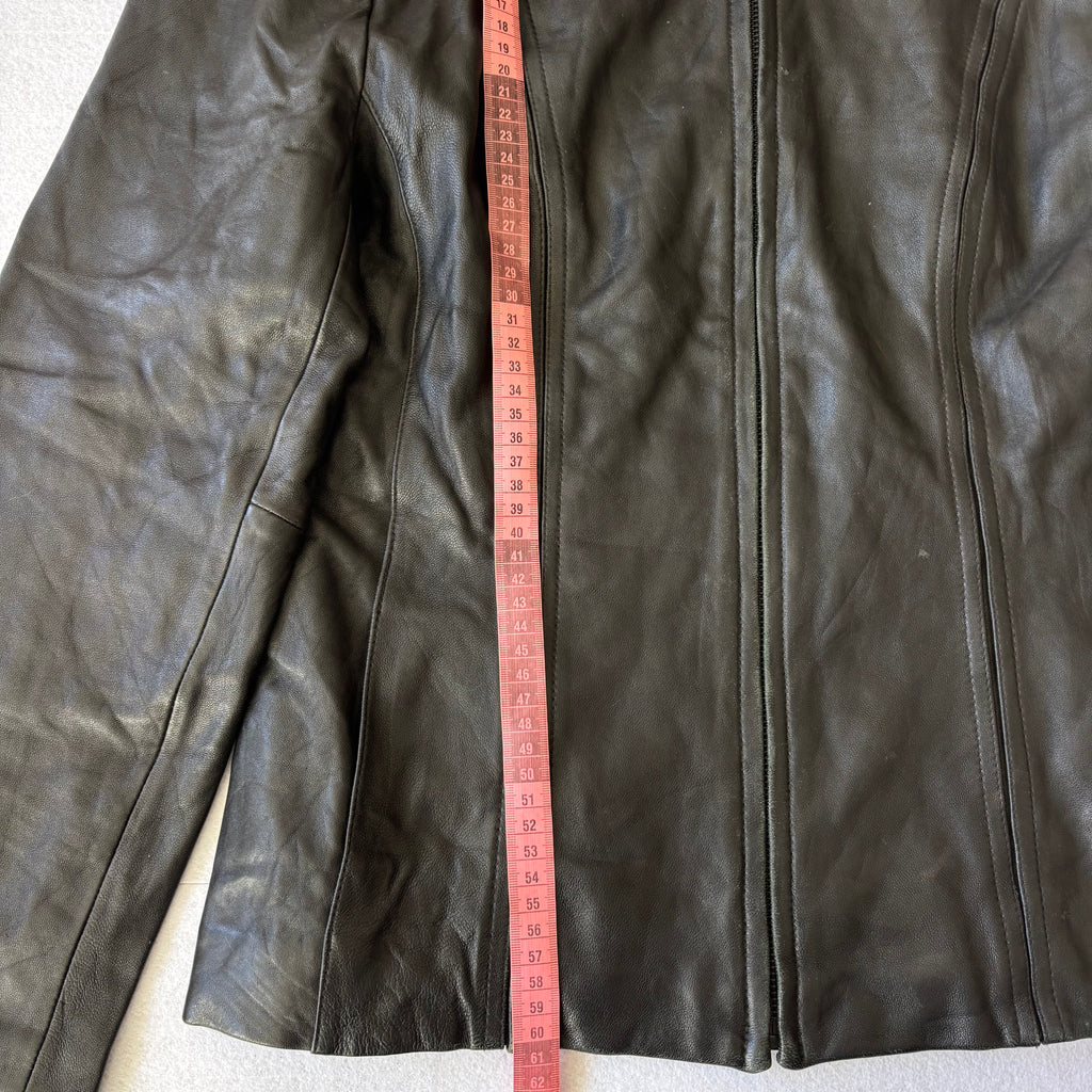 Vintage Black Leather Zip Up Jacket (M)