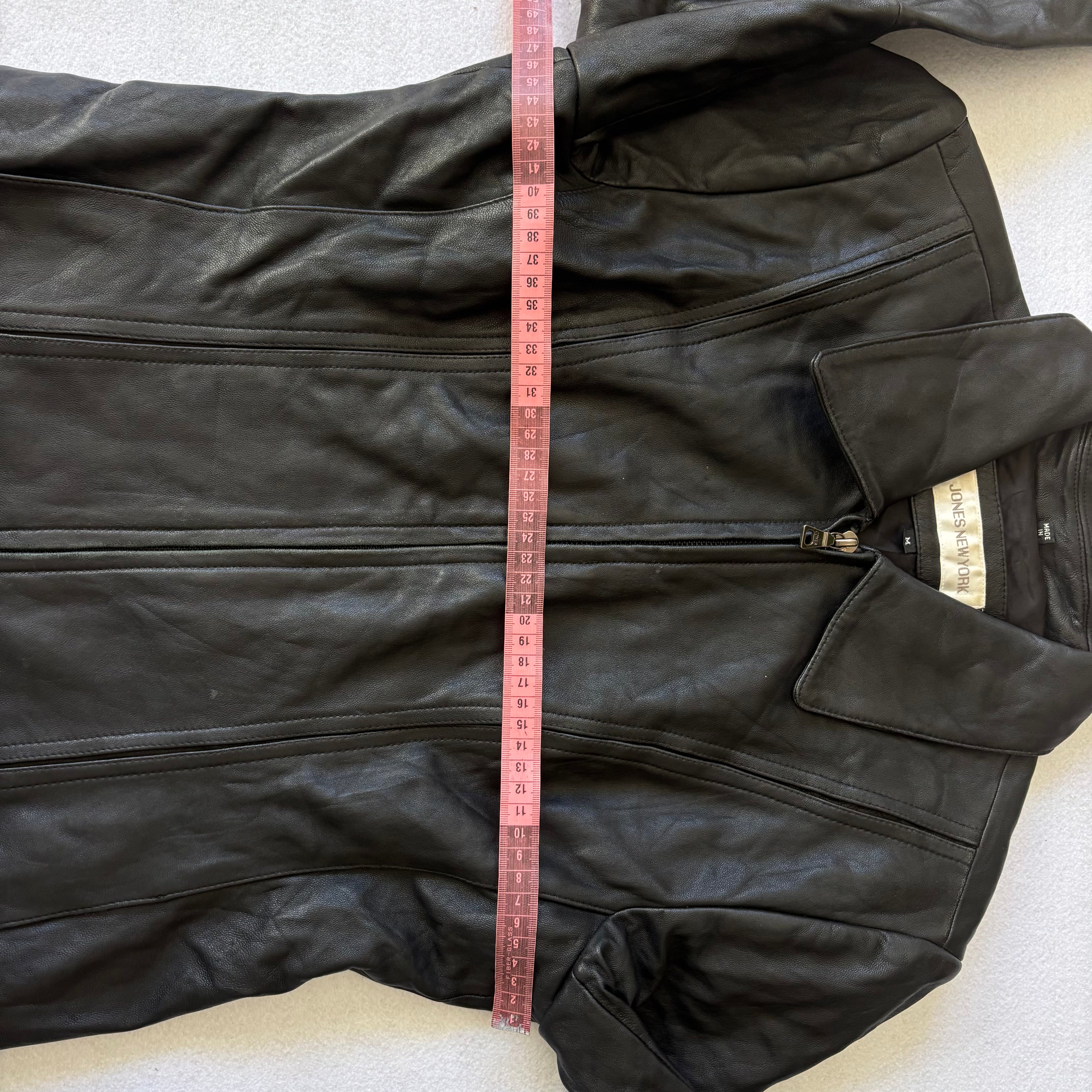 Vintage Black Leather Zip Up Jacket (M)