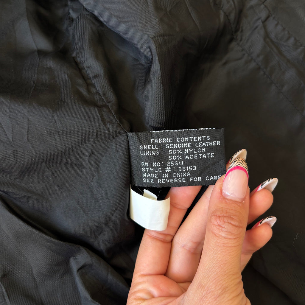 Vintage Black Leather Zip Up Jacket (M)