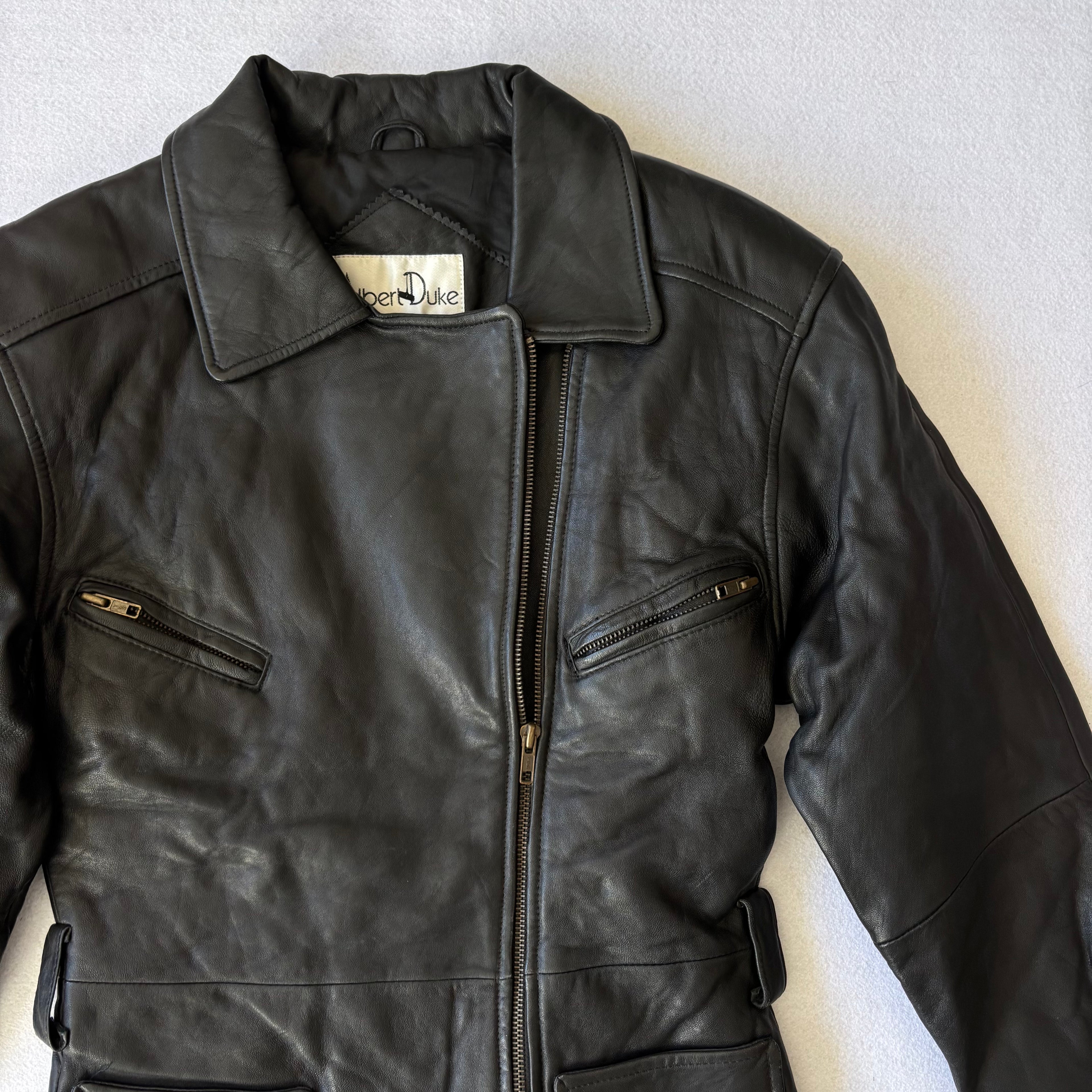 Vintage Black Leather Biker Jacket (S)