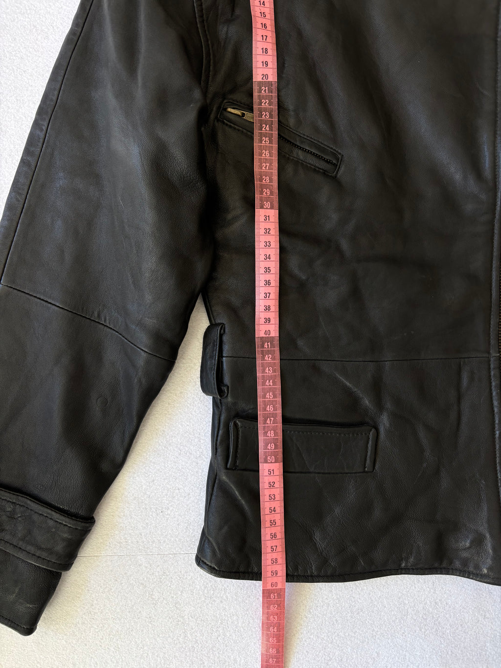 Vintage Black Leather Biker Jacket (S)