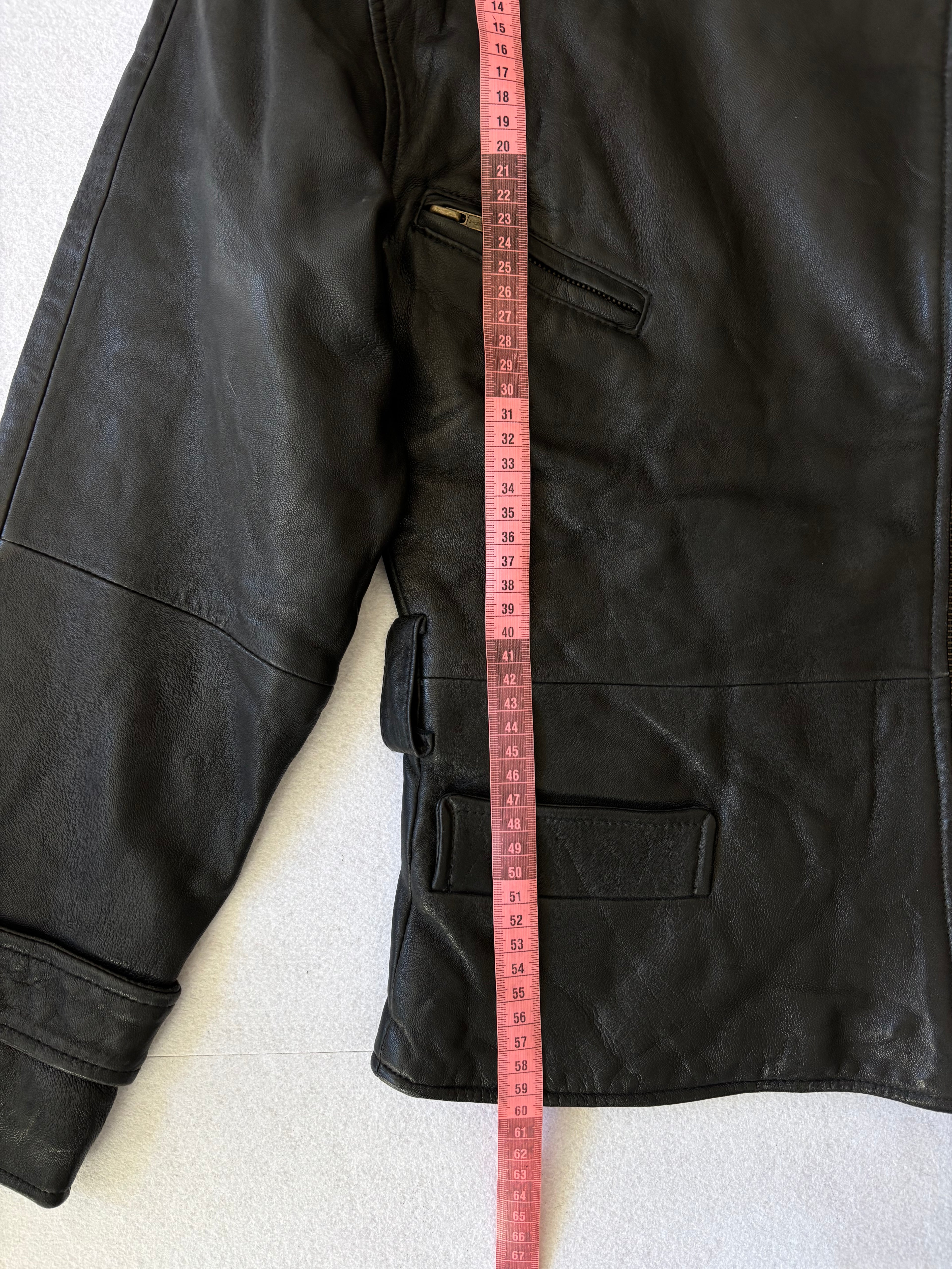 Vintage Black Leather Biker Jacket (S)
