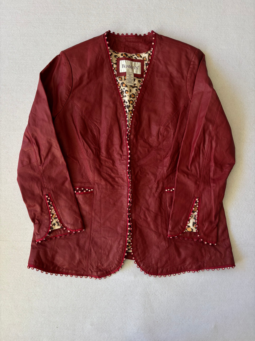 Vintage Burgundy Leather Blazer (L)