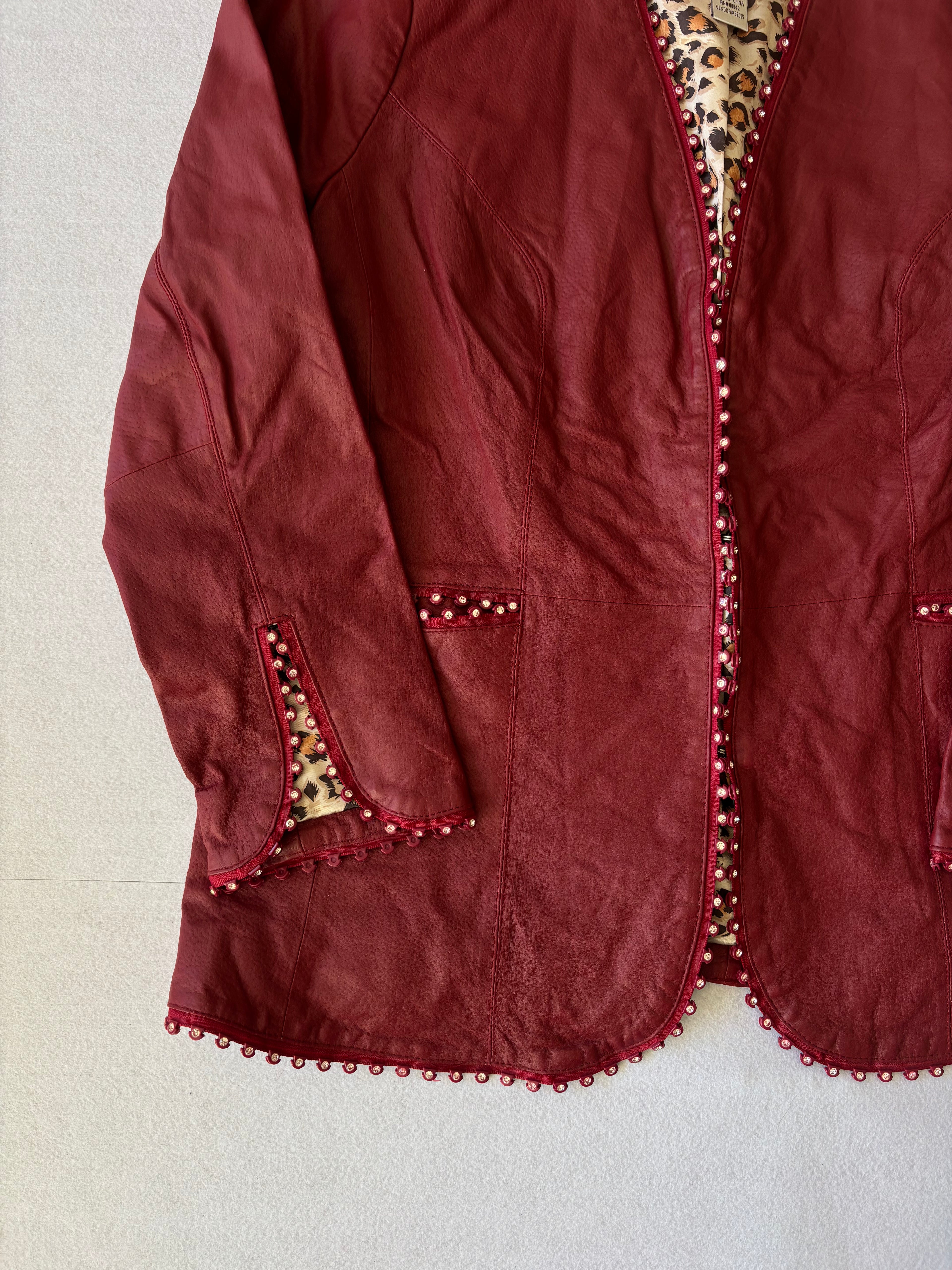 Vintage Burgundy Leather Blazer (L)