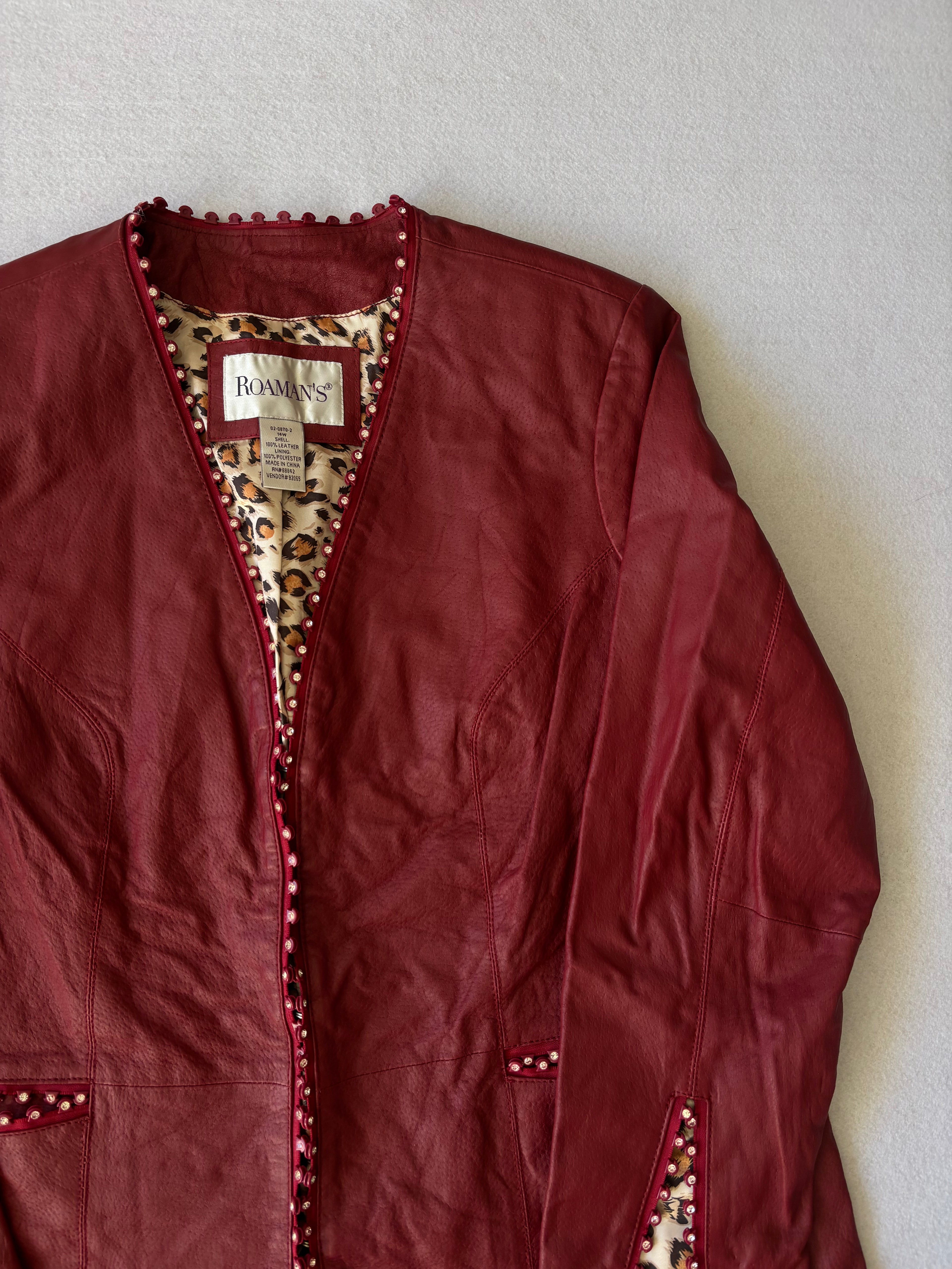 Vintage Burgundy Leather Blazer (L)