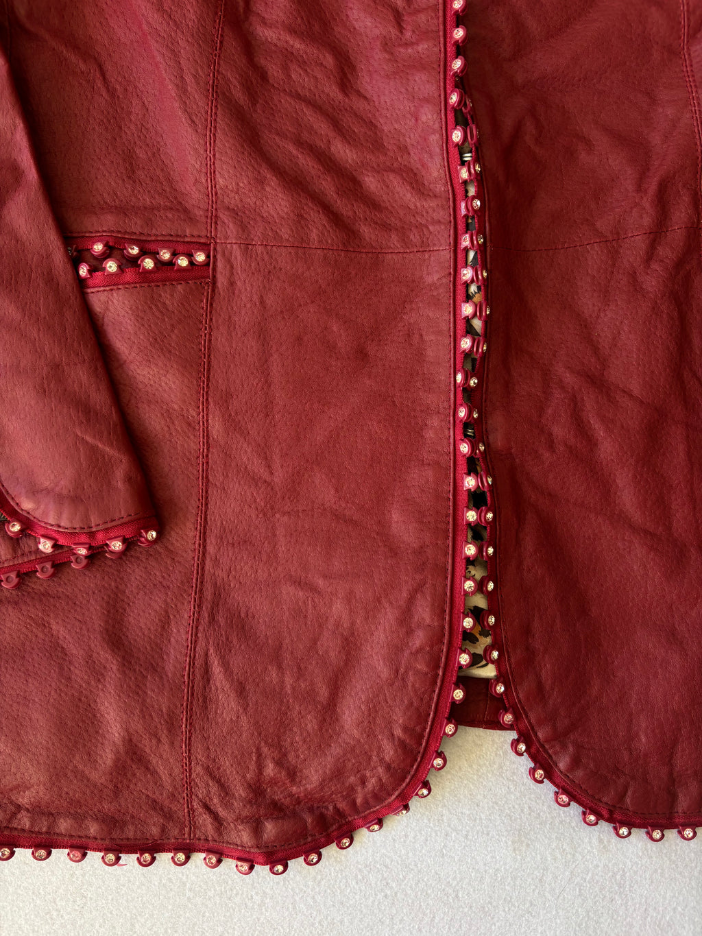 Vintage Burgundy Leather Blazer (L)