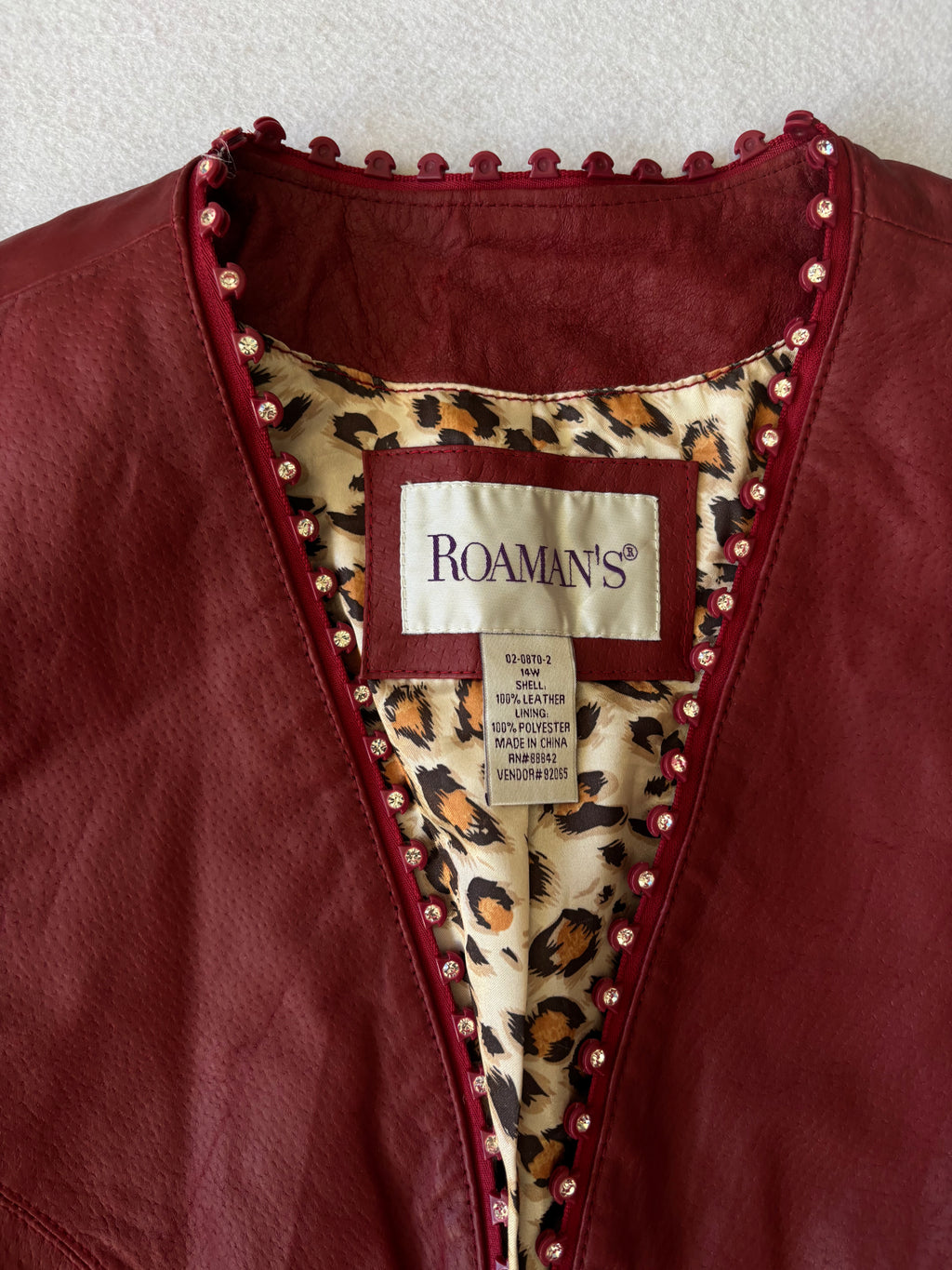 Vintage Burgundy Leather Blazer (L)