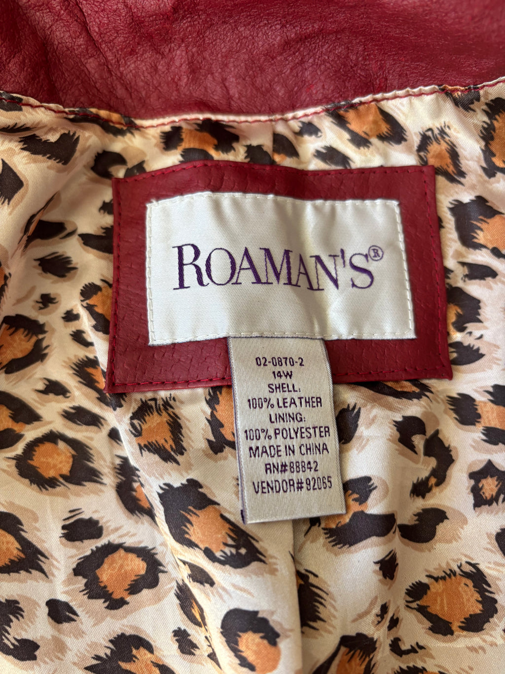 Vintage Burgundy Leather Blazer (L)