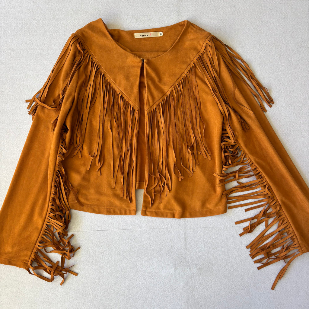 Vintage Tan Suede Fringe Jacket (M)