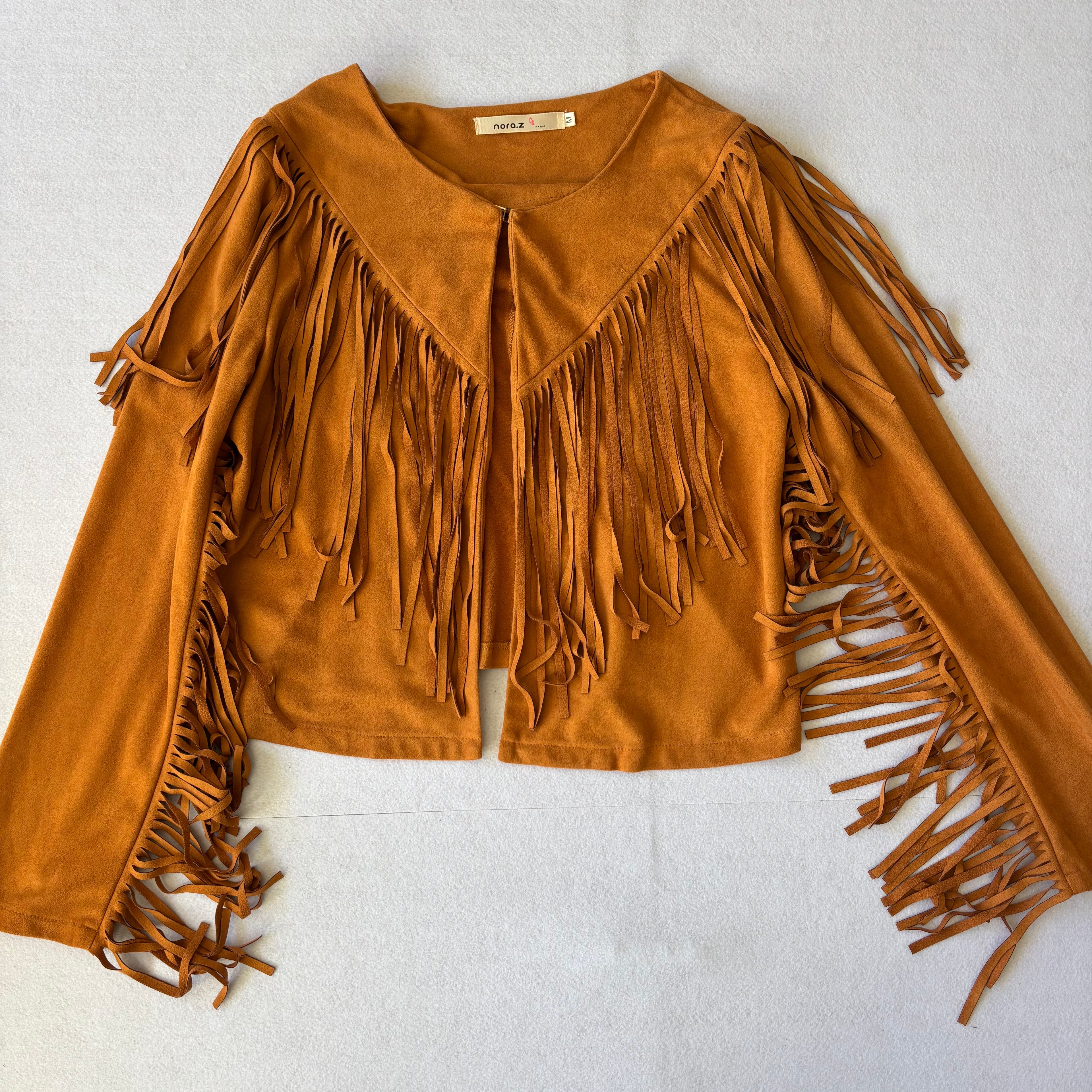 Vintage Tan Suede Fringe Jacket (M)