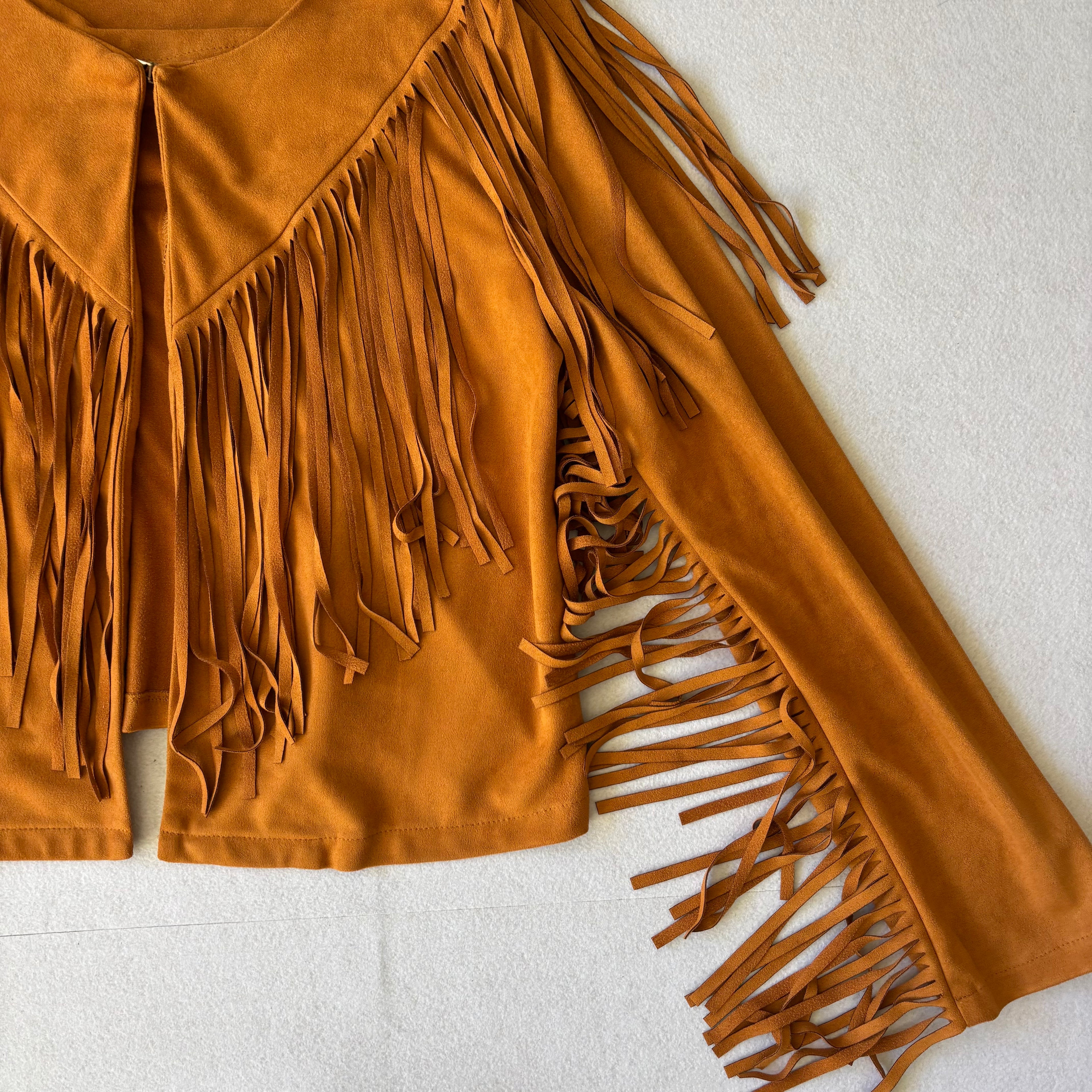 Vintage Tan Suede Fringe Jacket (M)
