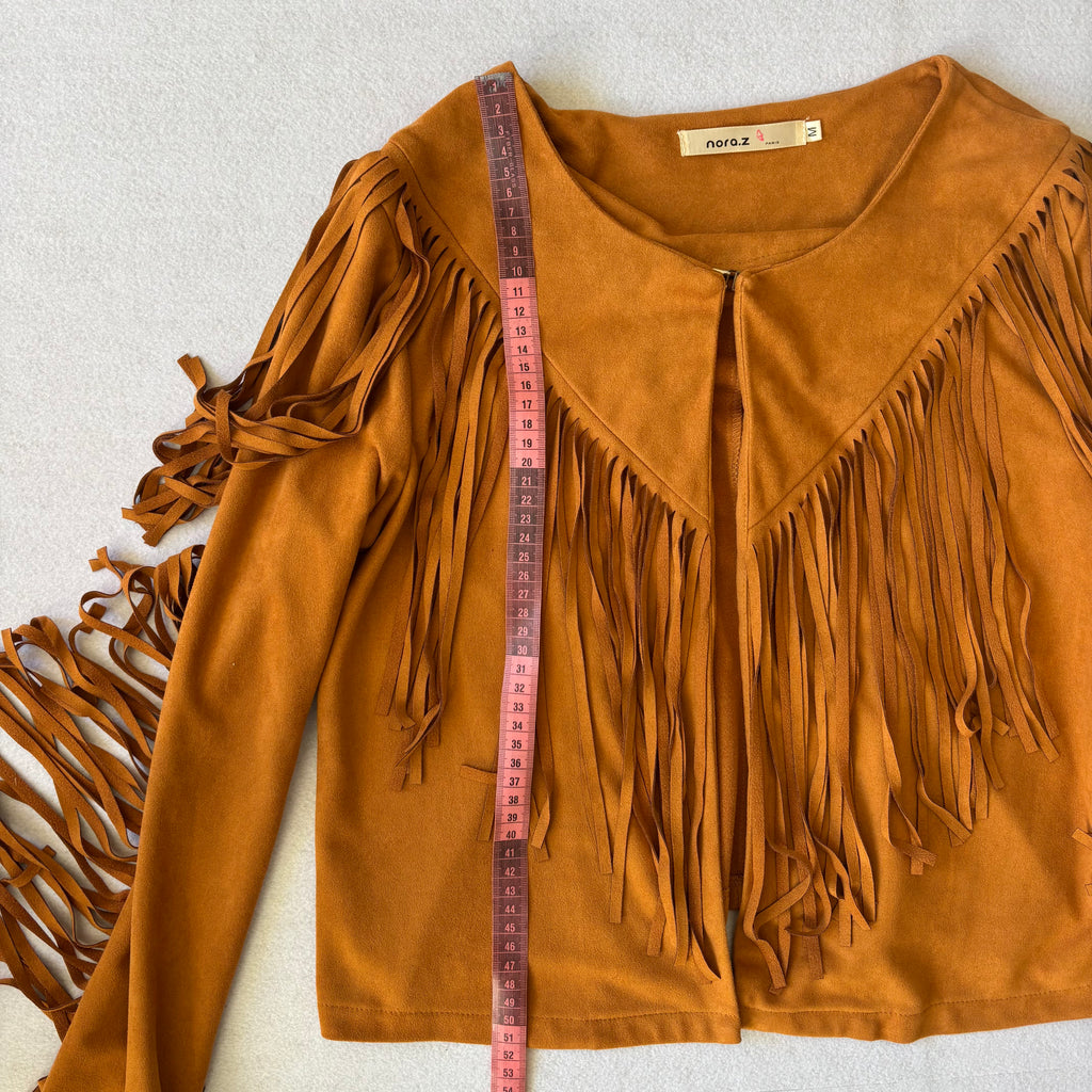 Vintage Tan Suede Fringe Jacket (M)