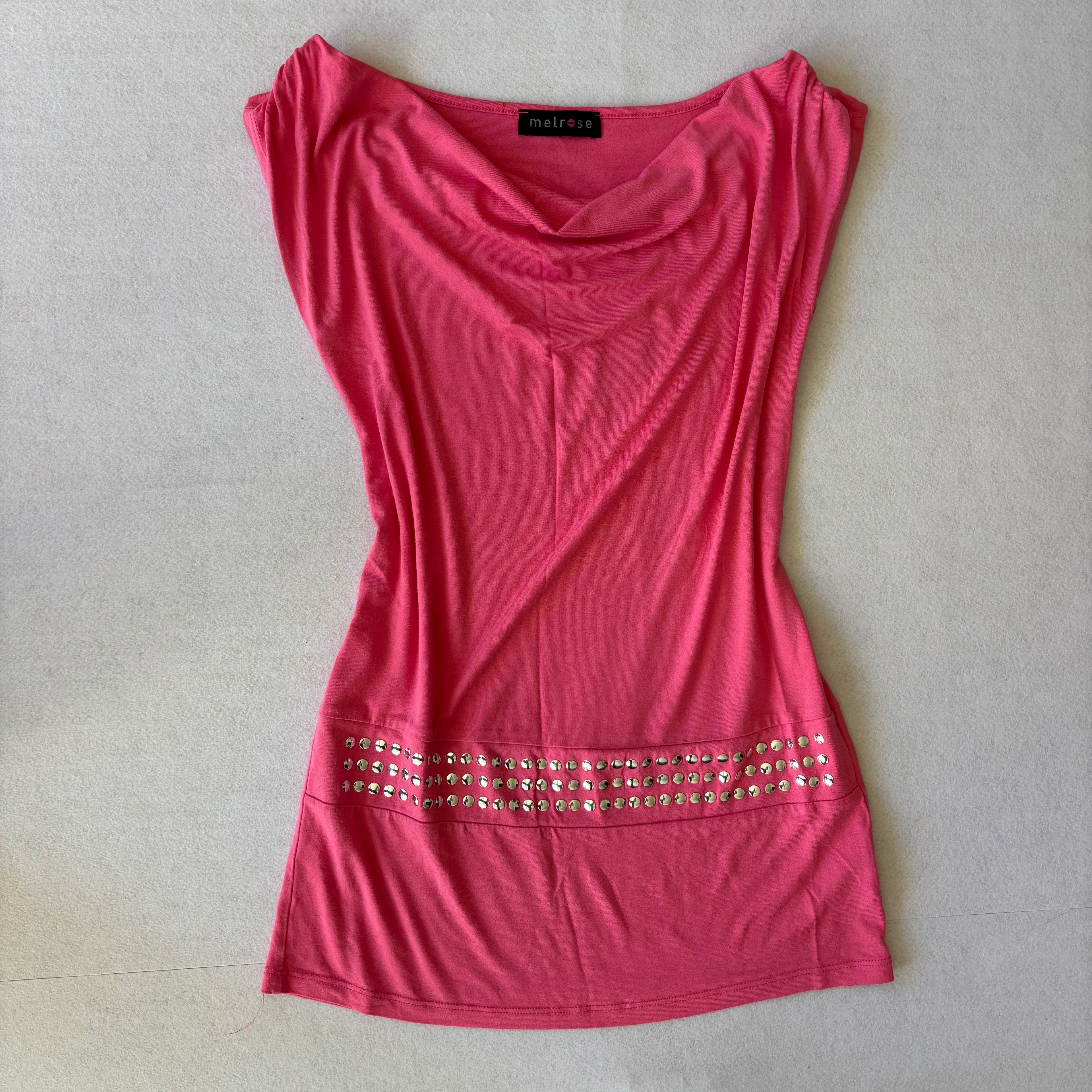 Y2K Hot Pink Off-Shoulder Mini Dress (M)