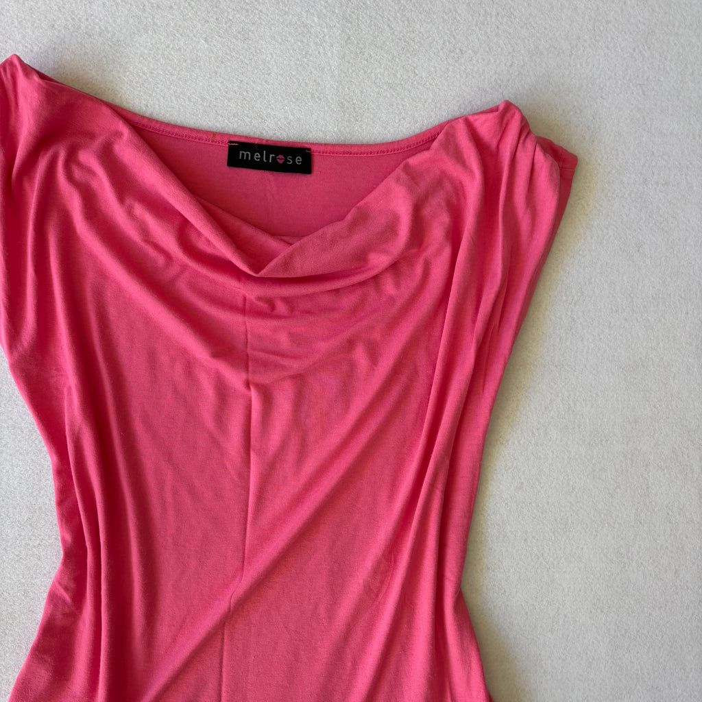 Y2K Hot Pink Off-Shoulder Mini Dress (M)