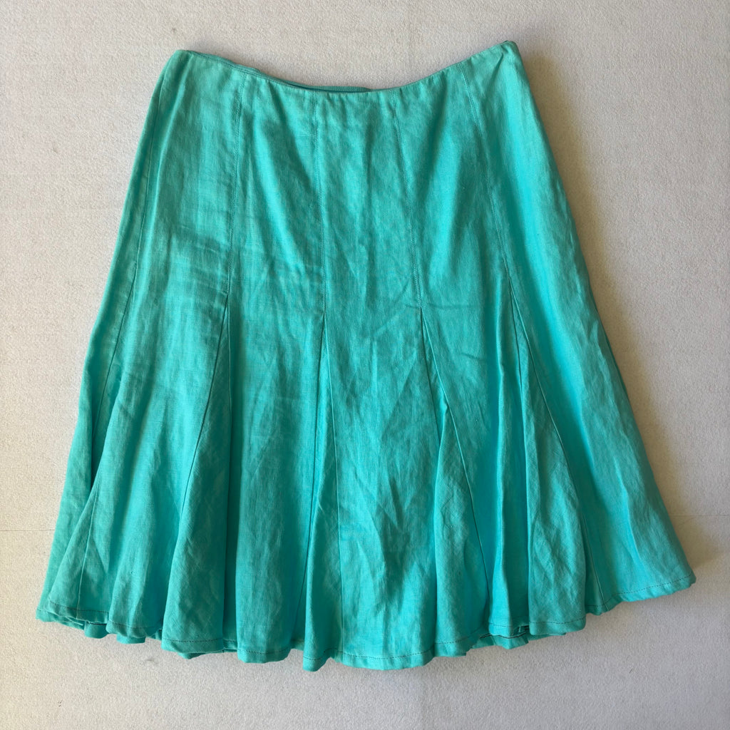 Y2K Aquca Linen Midi Skirt (S)