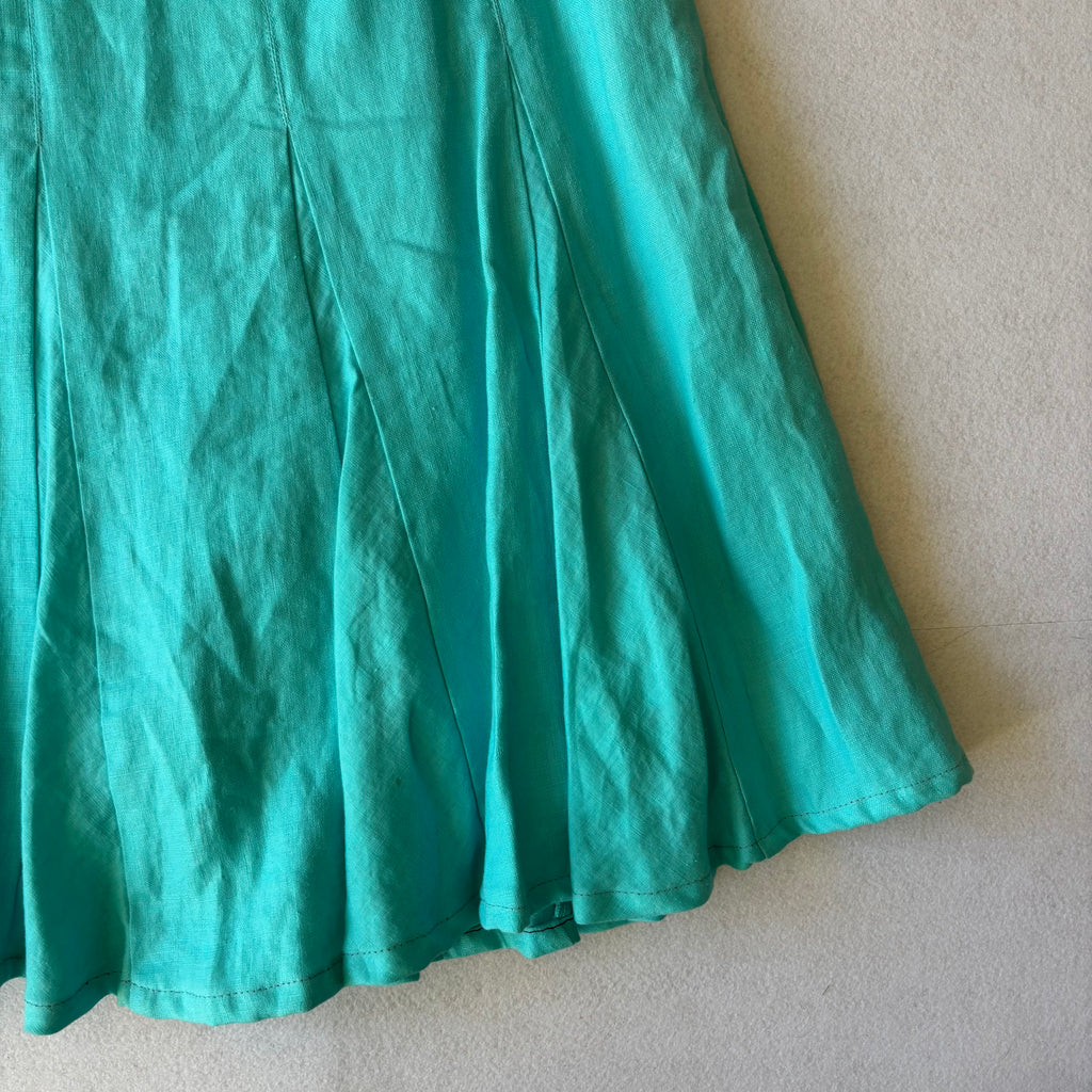 Y2K Aquca Linen Midi Skirt (S)