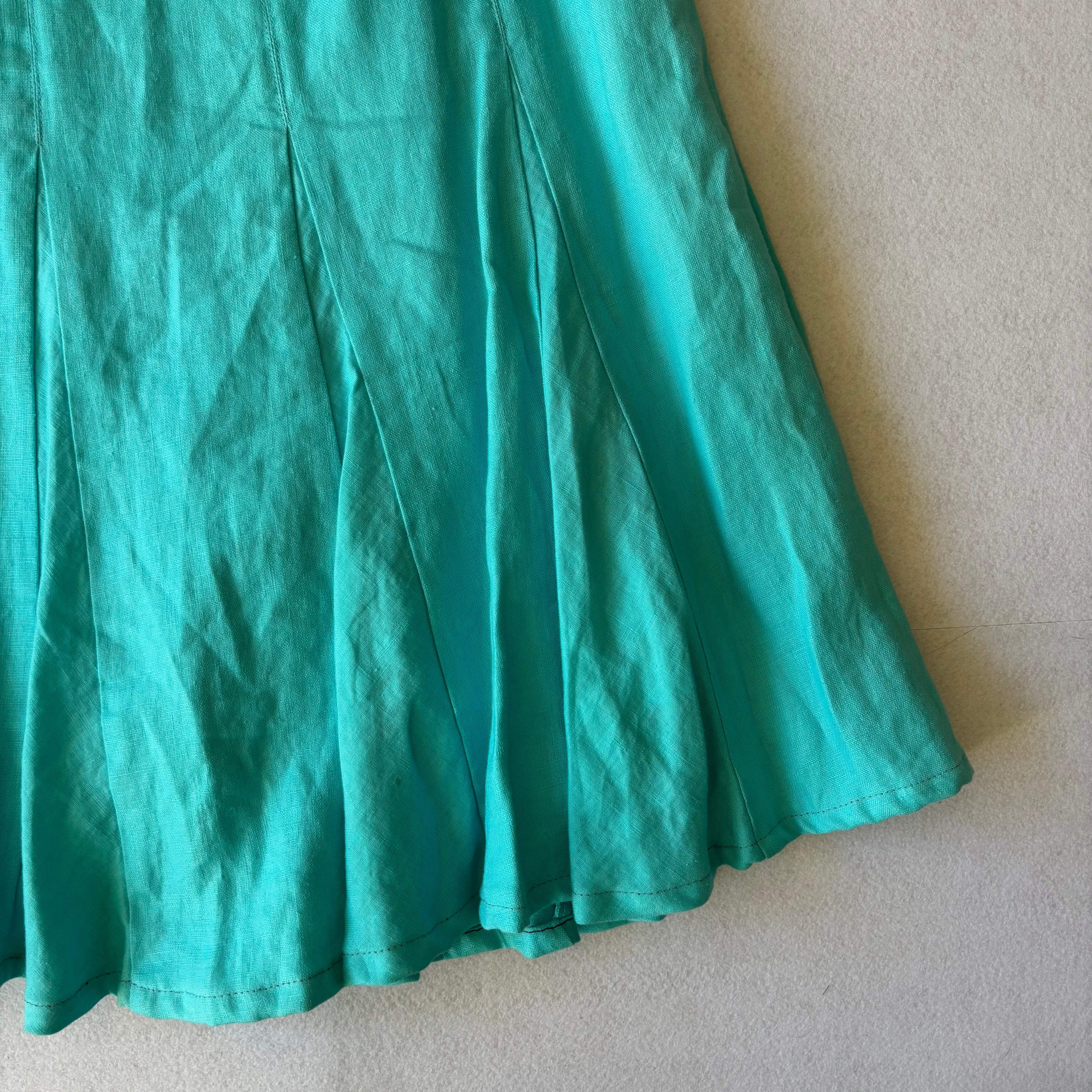 Y2K Aquca Linen Midi Skirt (S)
