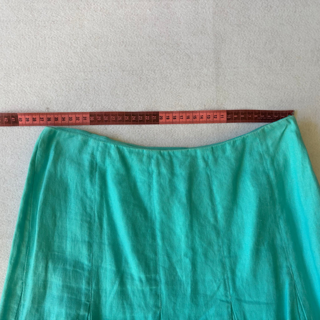 Y2K Aquca Linen Midi Skirt (S)