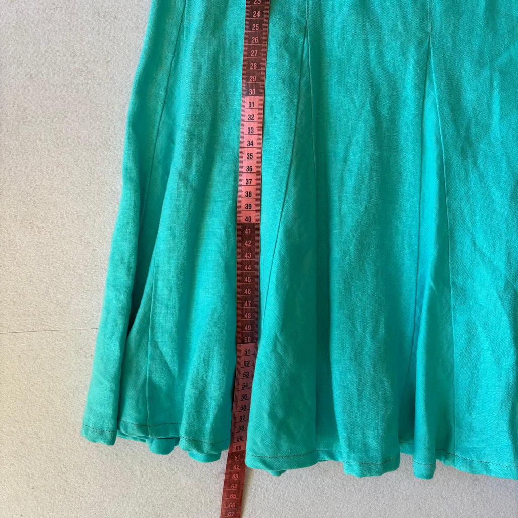 Y2K Aquca Linen Midi Skirt (S)