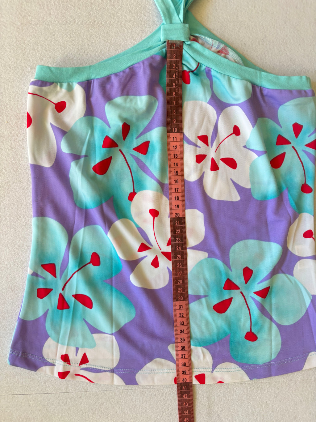 Y2K Lilac Hawaiian Floral Halter Top (S)
