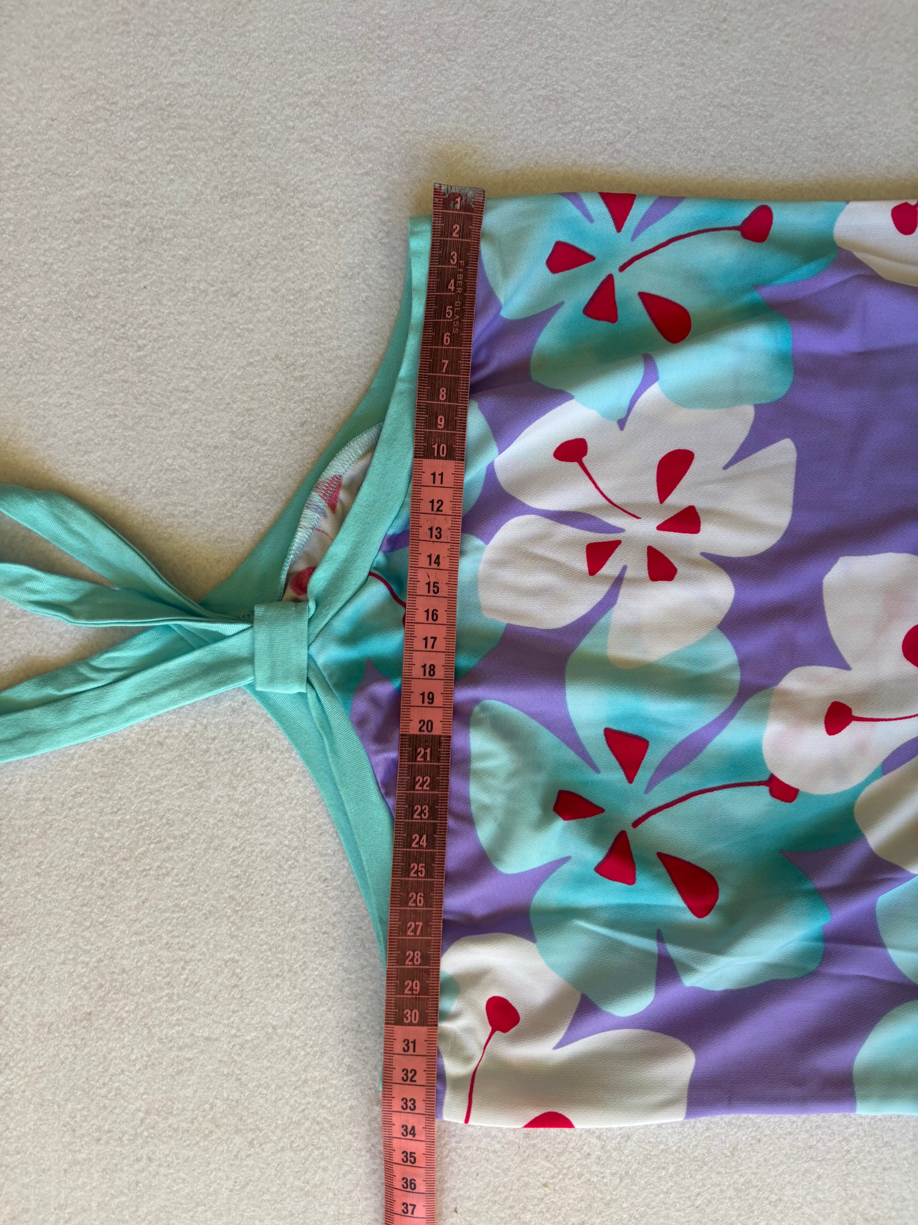 Y2K Lilac Hawaiian Floral Halter Top (S)