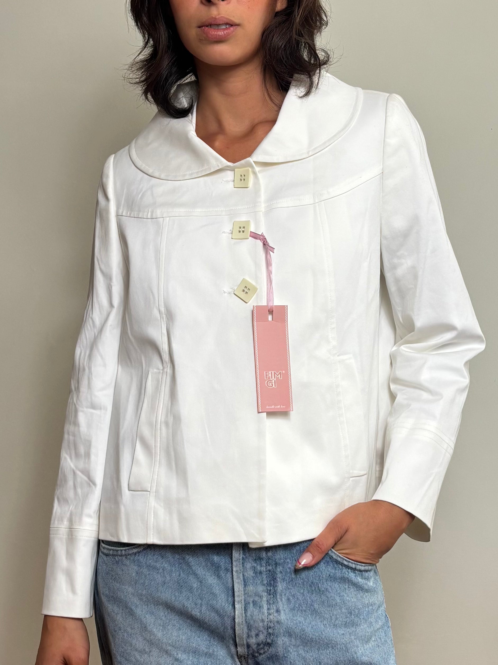Vintage White Tailored Cropped Jacket (S)