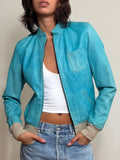 Blue Leather Jacket (S)