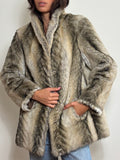 Vintage Faux Fur Striped Coat (M)
