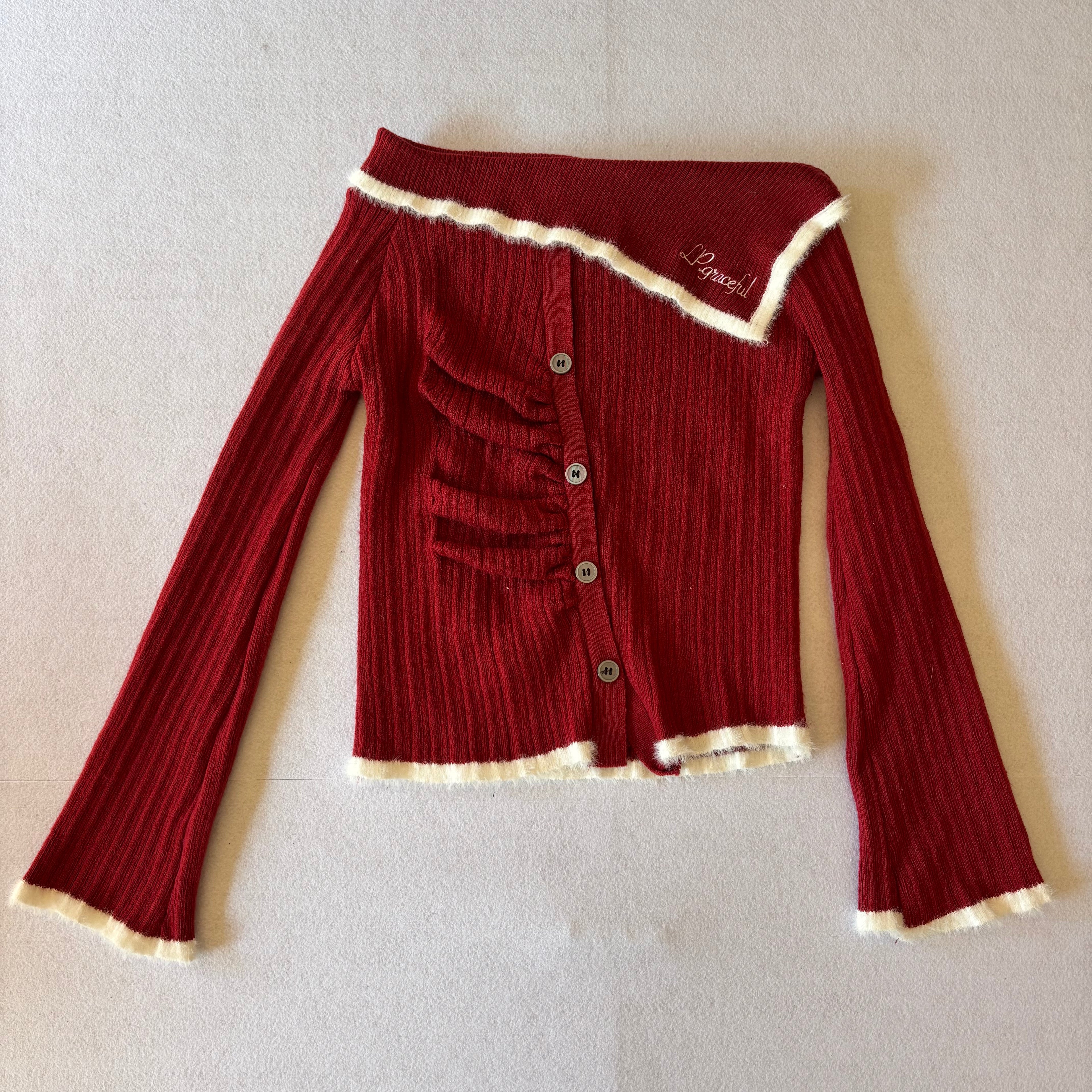 Y2K Red Asymmetric Knie Top (S)