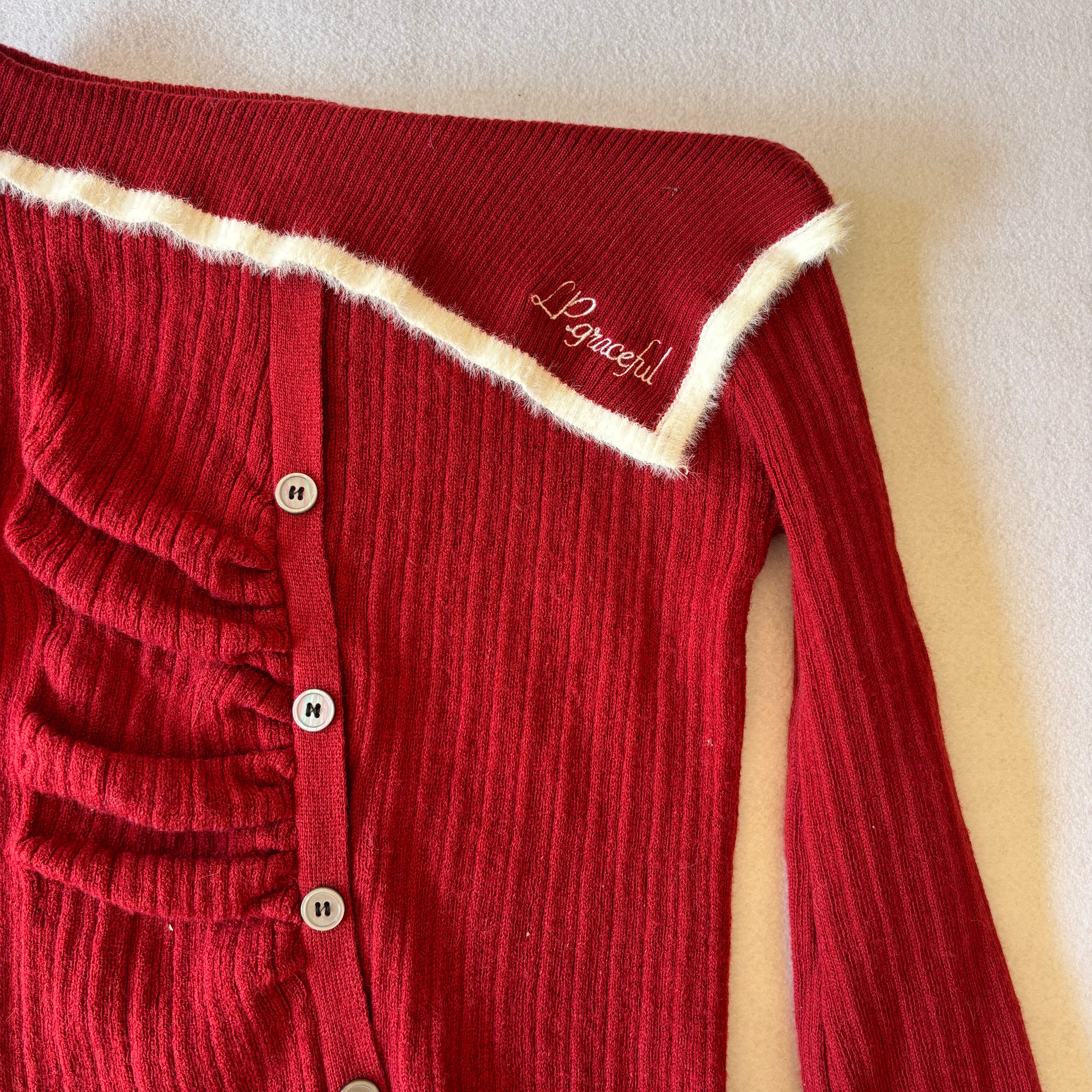 Y2K Red Asymmetric Knie Top (S)