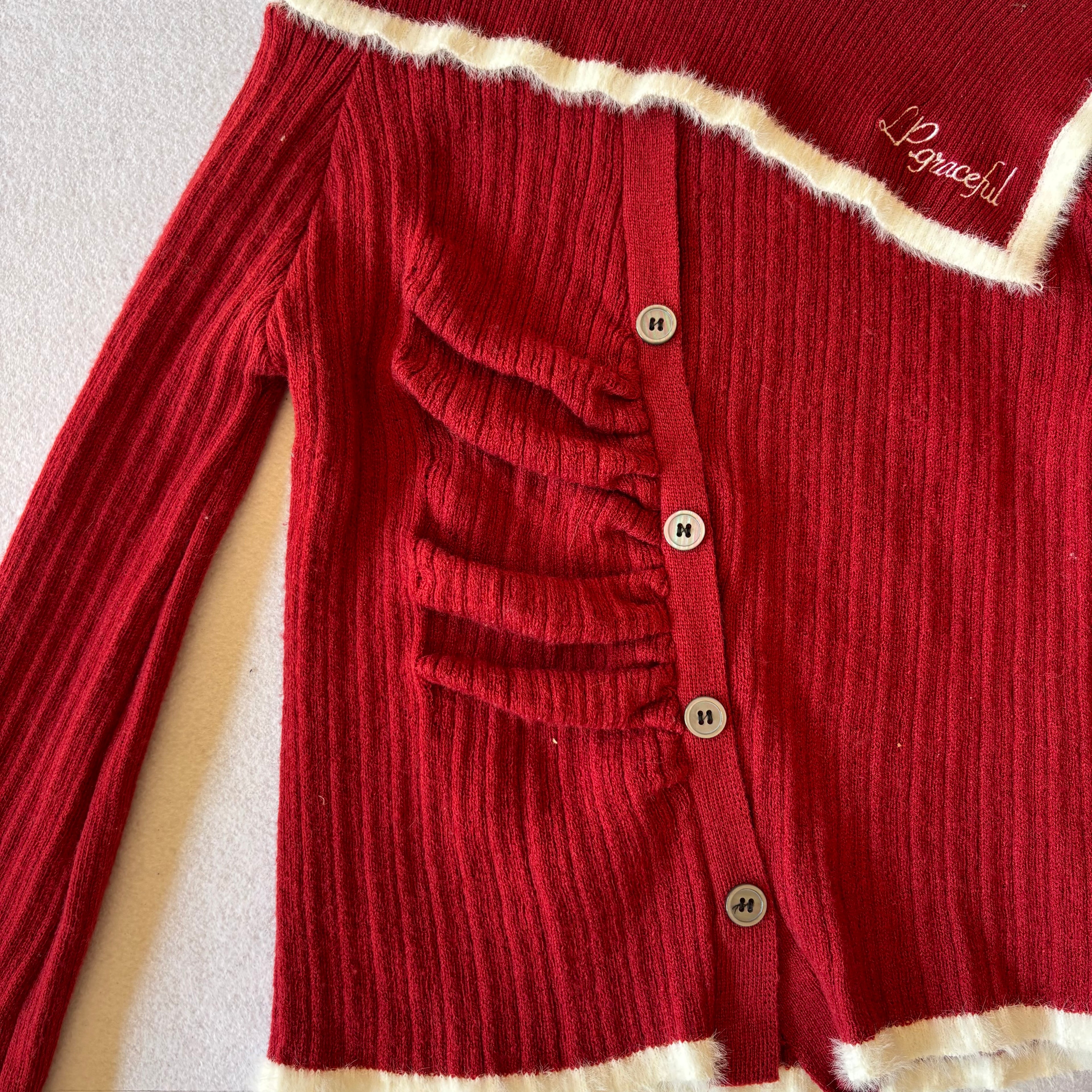 Y2K Red Asymmetric Knie Top (S)
