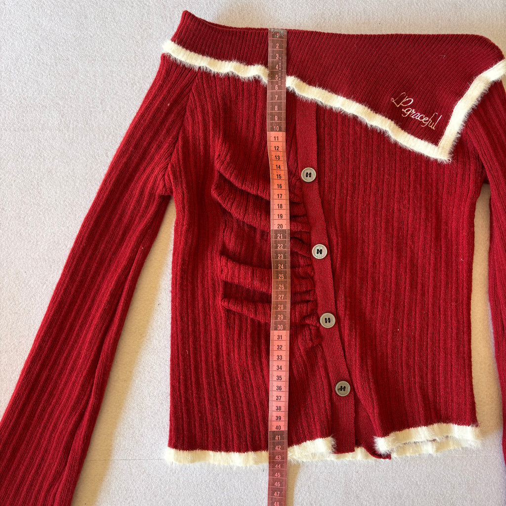 Y2K Red Asymmetric Knie Top (S)