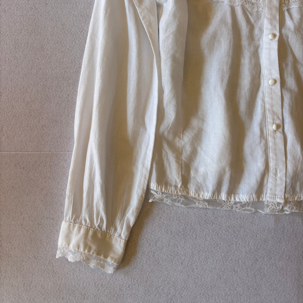 Vintage White Lace Victorian Blouse (XS)