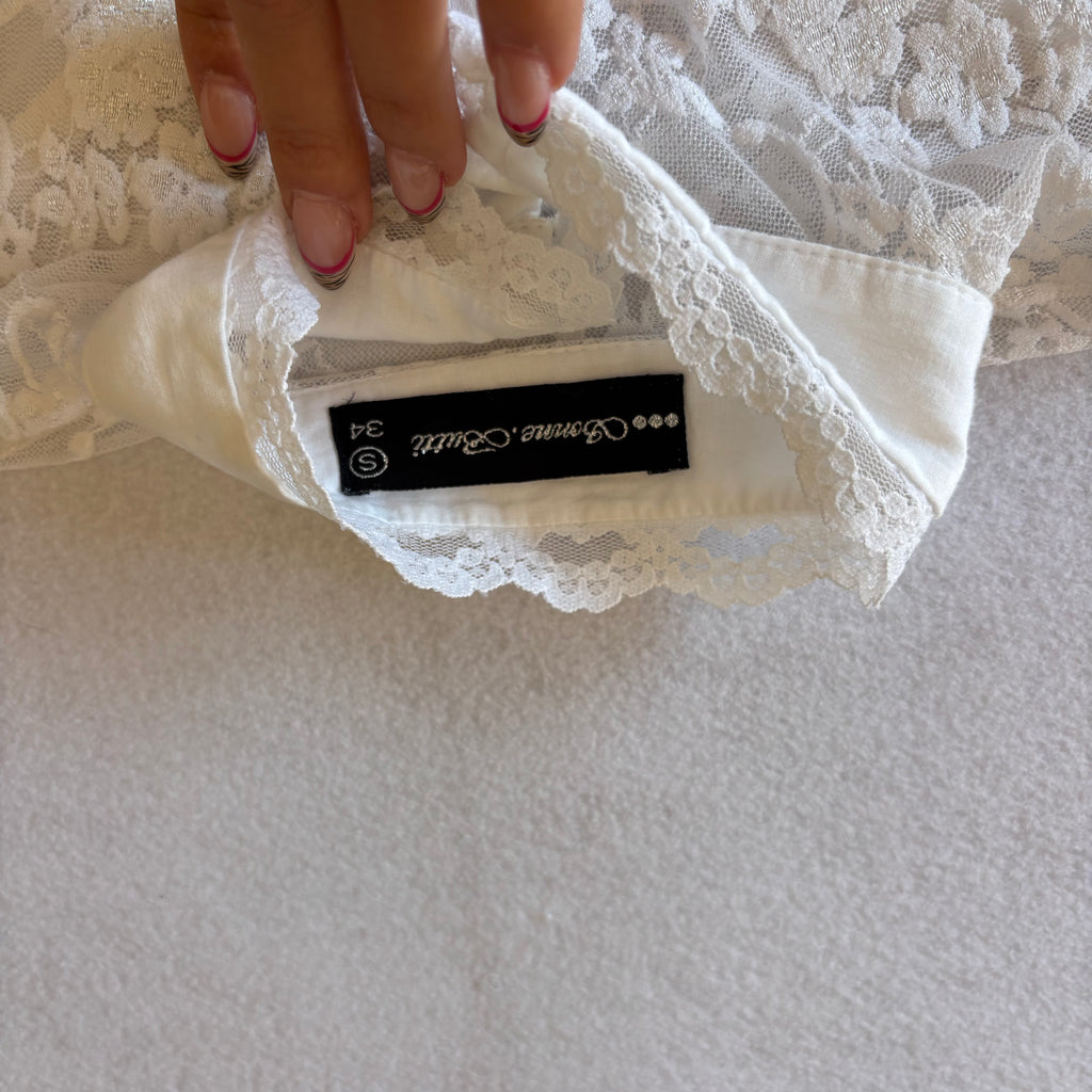 Vintage White Lace Victorian Blouse (XS)