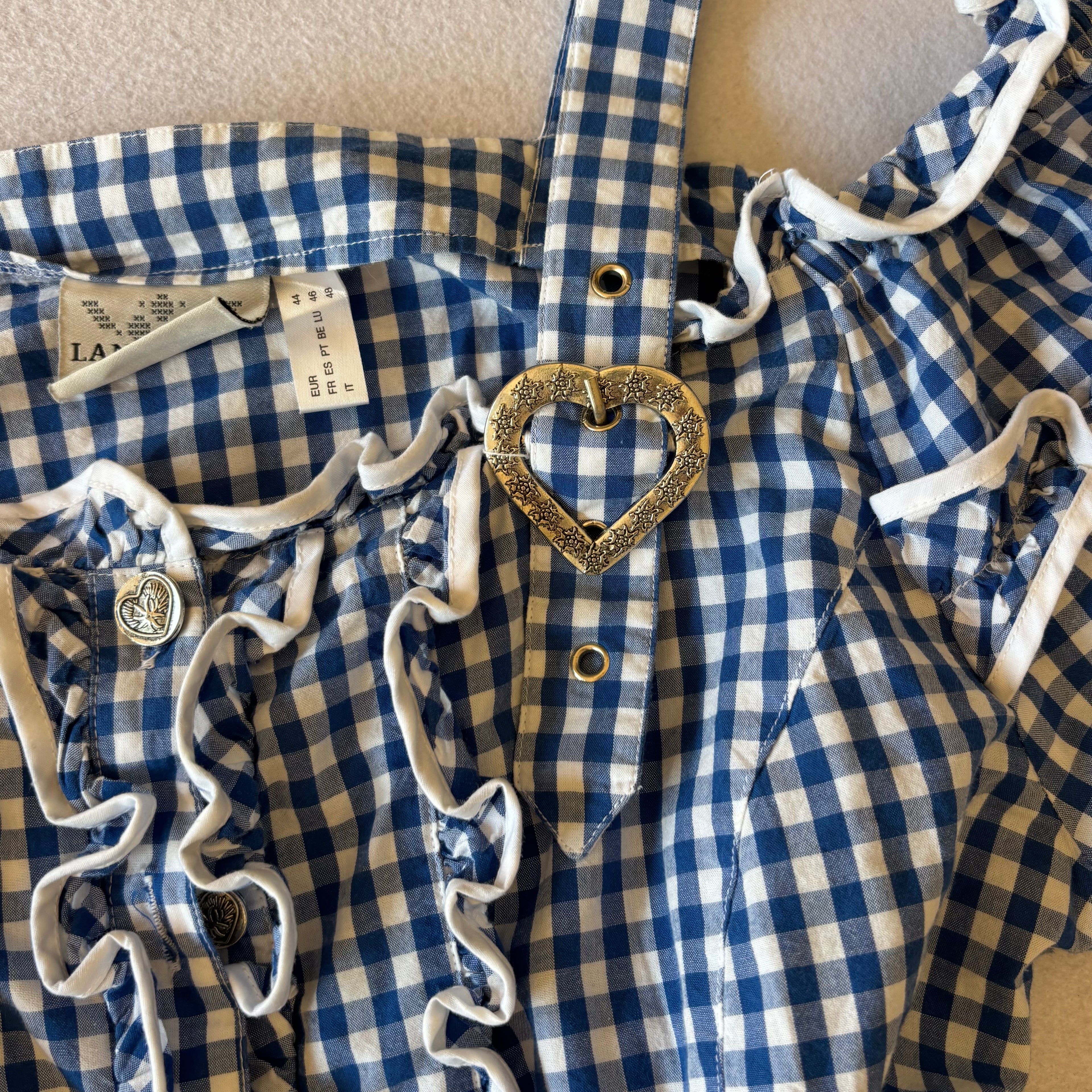 Y2K Blue Gingham Off-Shoulder Top (XL)