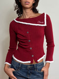 Y2K Red Asymmetric Knie Top (S)