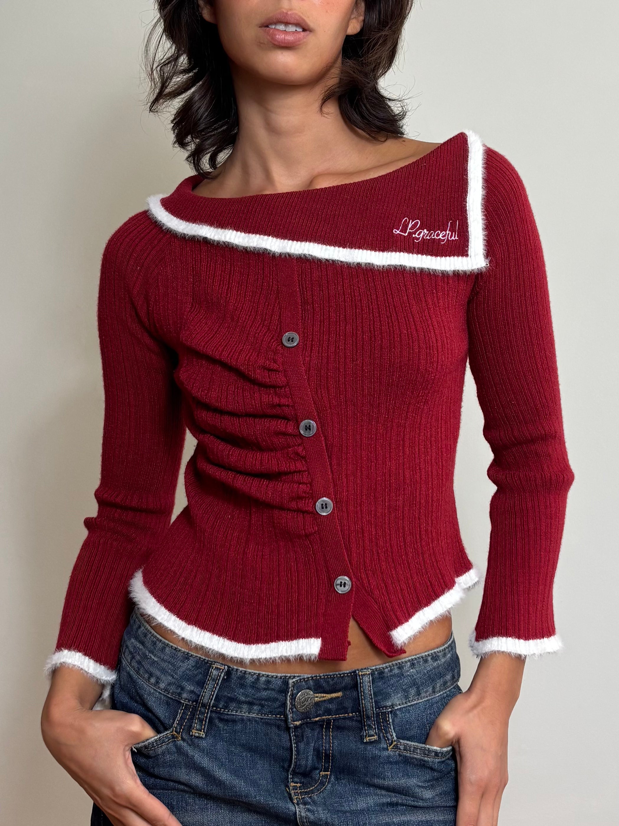 Y2K Red Asymmetric Knie Top (S)