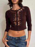 Y2K Brown Sequin Cardigan (S)