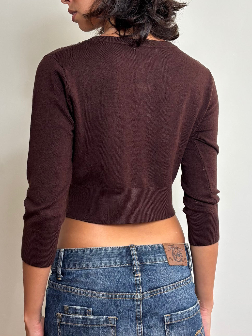 Y2K Brown Sequin Cardigan (S)