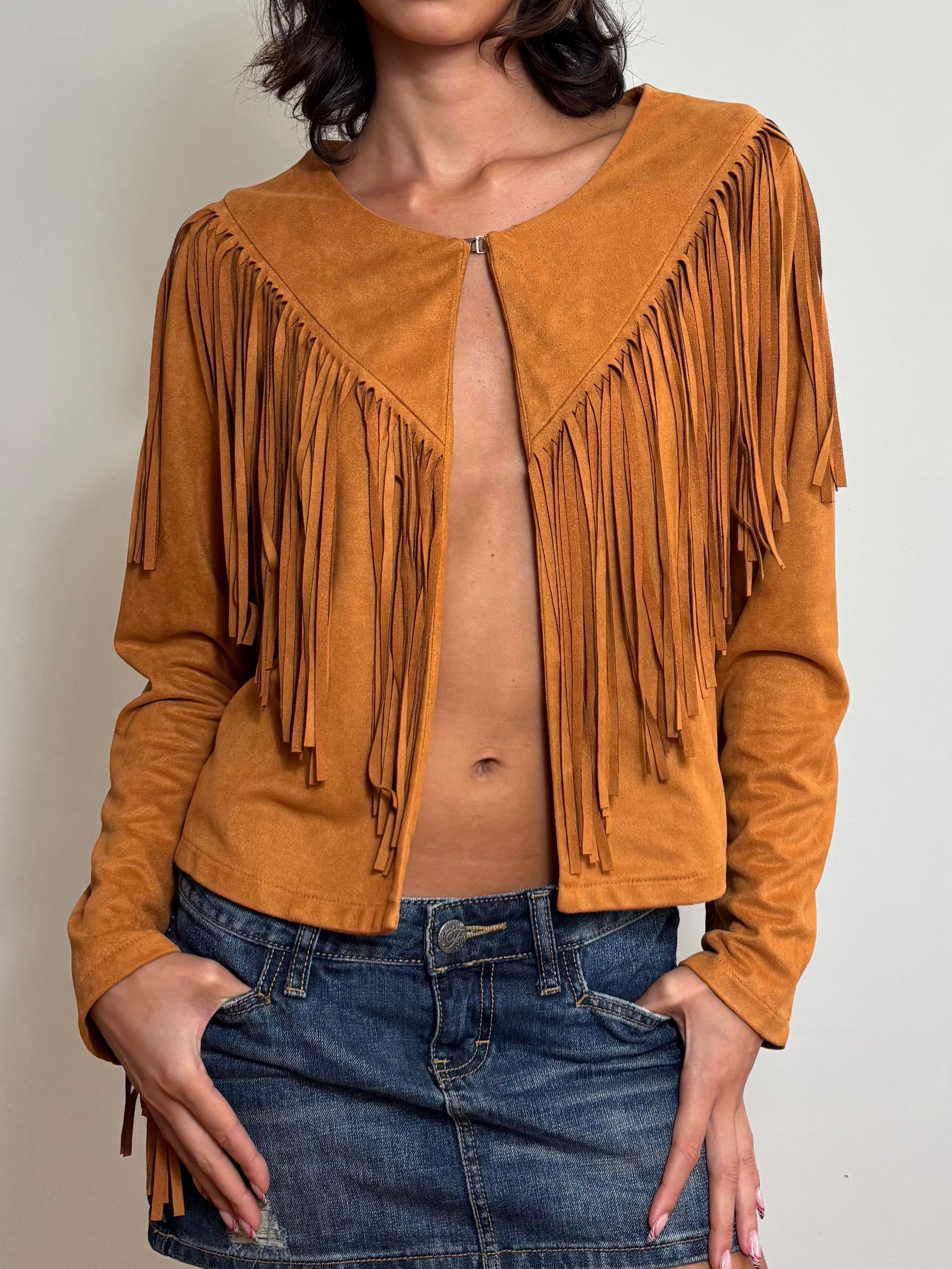 Vintage Tan Suede Fringe Jacket (M)