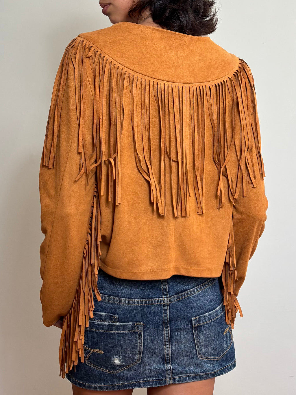 Vintage Tan Suede Fringe Jacket (M)