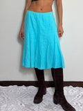 Y2K Aquca Linen Midi Skirt (S)