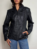 Vintage Black Leather Zip Up Jacket (M)